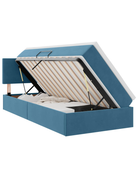 Letto con Contenitore Blu Scuro 100 x 200 cm Velluto