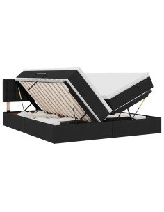 Letto con Contenitore Nero 180 x 200 cm Pelle Sintetica 2
