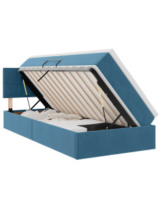 Letto con contenitore e LED Blu Scuro 100 x 200 cm Velluto 2
