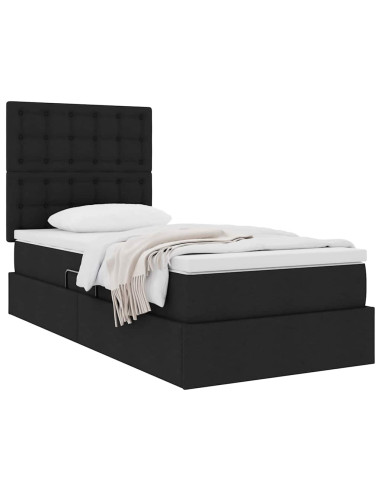Letto con contenitore e materasso Nero 90 x 200 cm Poliestere