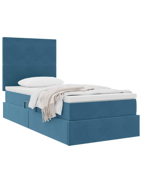 Letto con contenitore e materasso Blu Scuro 100 x 200 cm