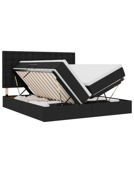 Letto con Contenitore Nero 180 x 200 cm Pelle Sintetica
