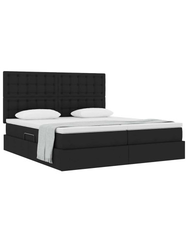 Letto con Contenitore Nero 180 x 200 cm Pelle Sintetica