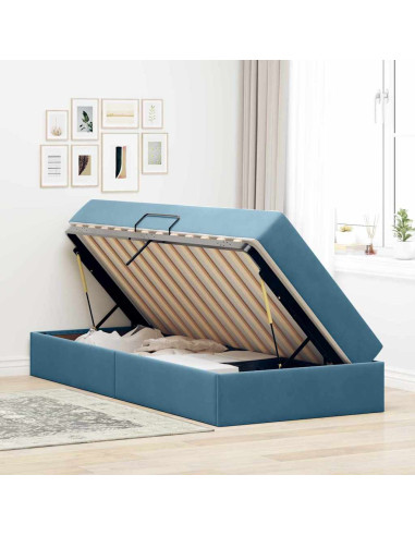 Letto con contenitore e materasso Blu Scuro 100 x 200 cm