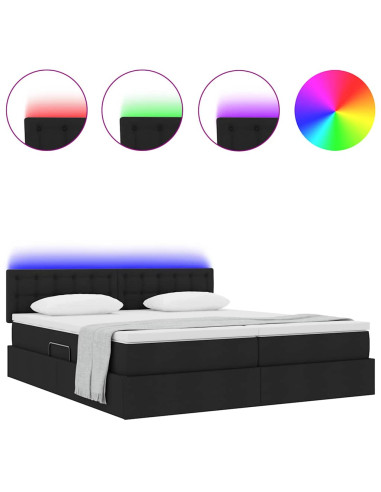 Letto con luci a strisce a LED Nero 180 x 200 cm Tessuto