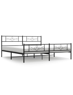 Giroletto con Testiera e Pediera Metallo Nero 200x200 cm 2