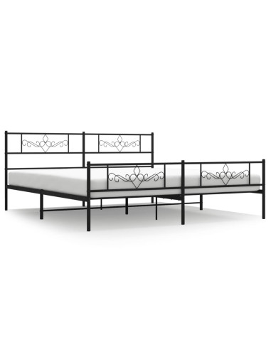 Giroletto con Testiera e Pediera Metallo Nero 200x200 cm