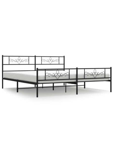 Giroletto con Testiera e Pediera Metallo Nero 200x200 cm