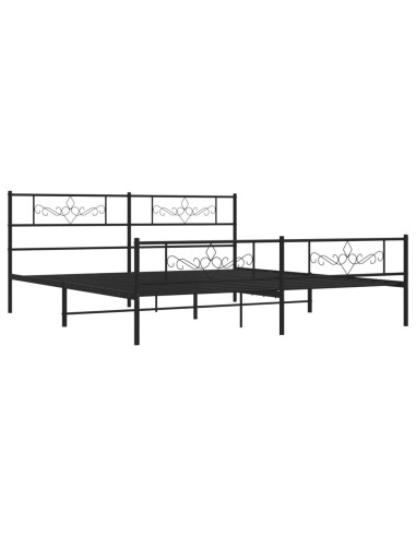 Giroletto con Testiera e Pediera Metallo Nero 200x200 cm