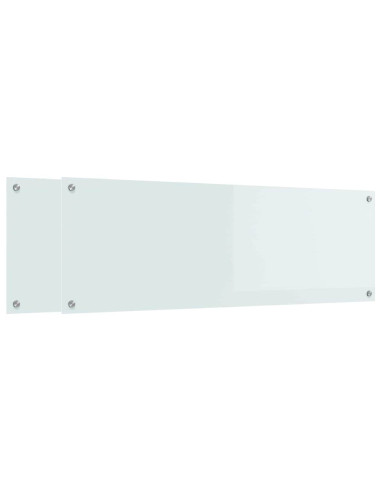 Schienale da cucina 2 pcs Bianco 120 x 40 cm vetro temperato