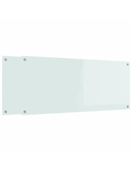 Schienale da cucina 2 pcs Bianco 120 x 50 cm vetro temperato