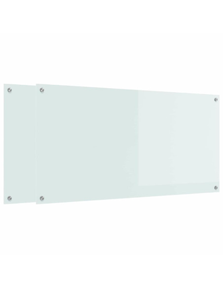 Schienale da cucina 2 pcs Bianco 120 x 60 cm vetro temperato