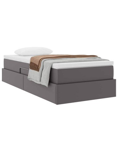 Letto con contenitore e materasso Grigio 90 x 190 cm