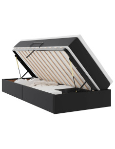 Letto con contenitore e materasso Nero 100 x 200 cm 2
