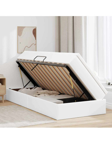 Letto con contenitore e materasso Bianco 100 x 200 cm
