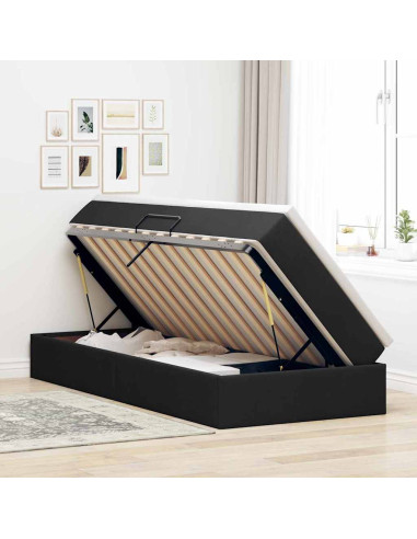 Letto con contenitore e materasso Nero 90 x 190 cm Poliestere