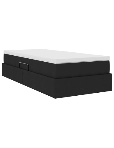 Letto con contenitore e materasso Nero 90 x 190 cm Poliestere
