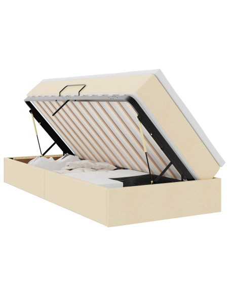 Letto con contenitore e materasso Crema 90 x 190 cm Poliestere