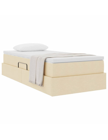 Letto con contenitore e materasso Crema 90 x 190 cm Poliestere