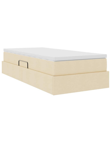 Letto con contenitore e materasso Crema 90 x 190 cm Poliestere