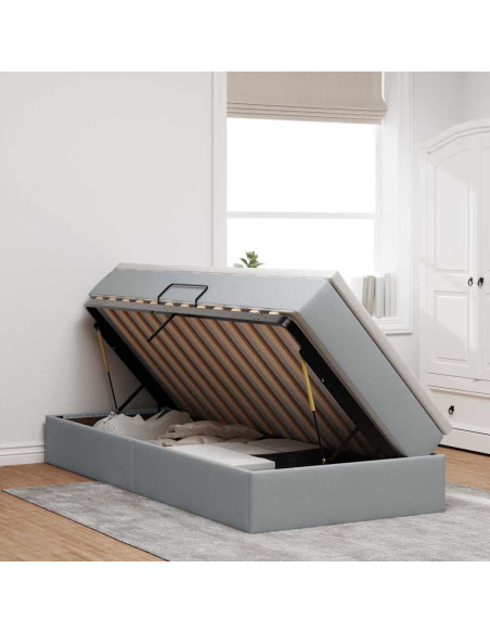 Letto con contenitore e materasso Grigio chiaro 90 x 200 cm