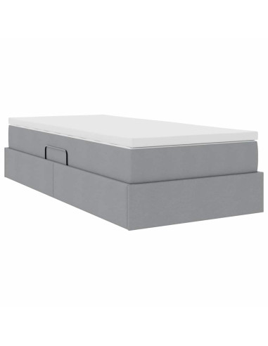 Letto con contenitore e materasso Grigio chiaro 90 x 200 cm