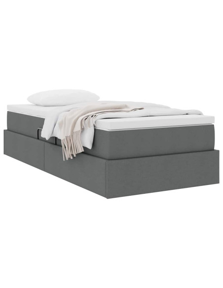 Letto con contenitore e materasso Grigio scuro 90 x 200 cm