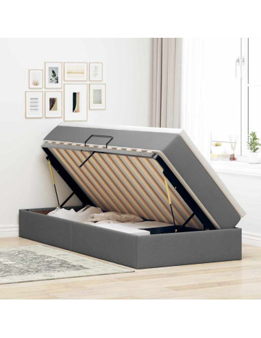 Letto con contenitore e materasso Grigio scuro 90 x 200 cm