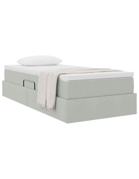 Letto con contenitore e materasso Grigio chiaro 90 x 200 cm