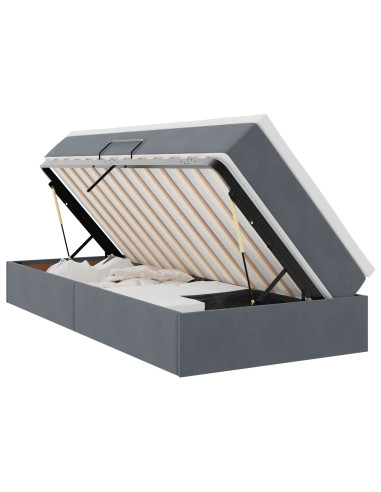 Letto con contenitore e materasso Grigio scuro 90 x 200 cm