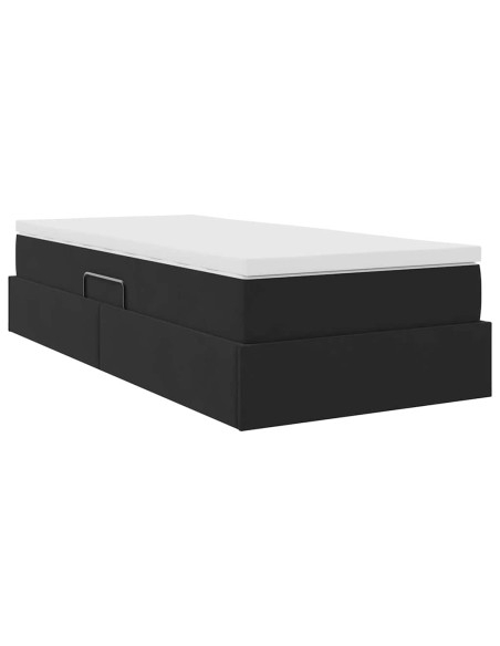 Letto con contenitore e materasso Nero 90 x 200 cm Velluto