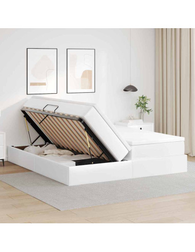 Letto con contenitore e materasso Bianco 180 x 200 cm