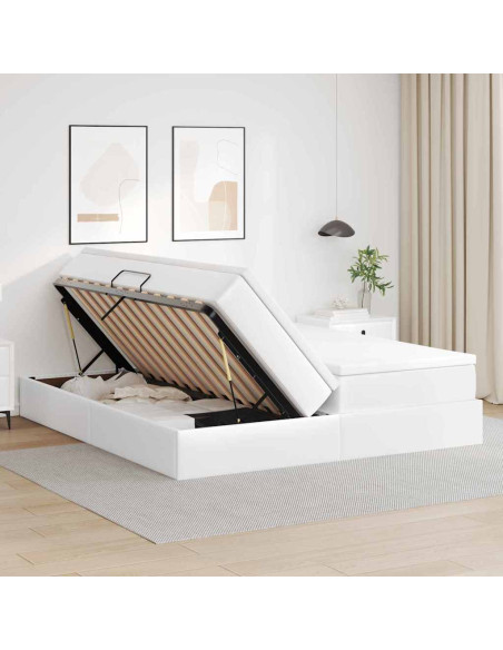 Letto con contenitore e materasso Bianco 180 x 200 cm