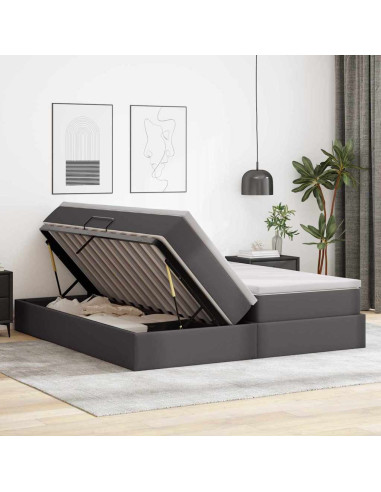 Letto con contenitore e materasso Grigio 180 x 200 cm