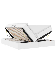 Letto con contenitore e materasso Bianco 200 x 200 cm 2