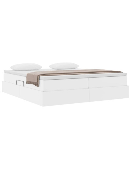 Letto con contenitore e materasso Bianco 200 x 200 cm
