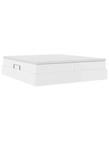 Letto con contenitore e materasso Bianco 200 x 200 cm