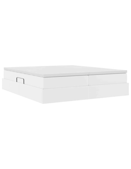 Letto con contenitore e materasso Bianco 200 x 200 cm