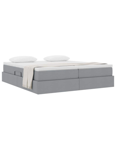 Letto con contenitore e materasso Grigio chiaro 180 x 200 cm
