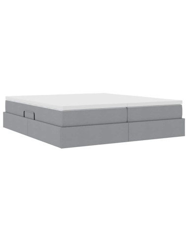 Letto con contenitore e materasso Grigio chiaro 180 x 200 cm