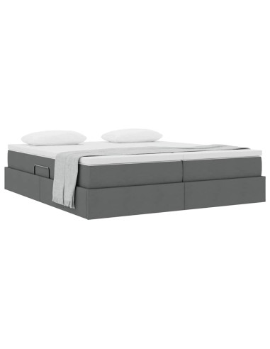 Letto con contenitore e materasso Grigio scuro 180 x 200 cm