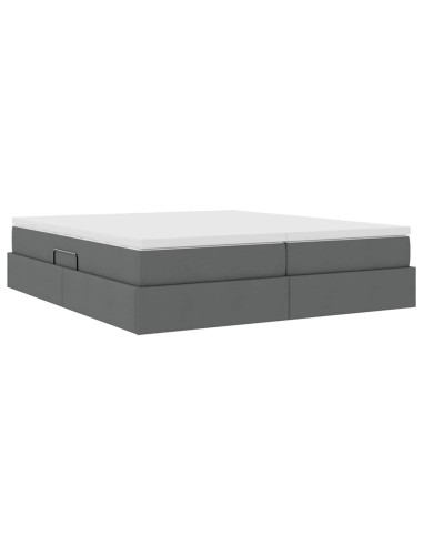 Letto con contenitore e materasso Grigio scuro 180 x 200 cm