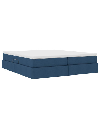 Letto con contenitore e materasso Blu 200 x 200 cm Poliestere