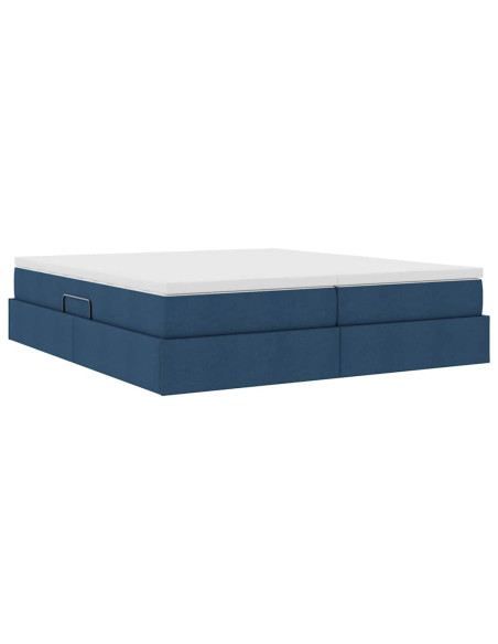 Letto con contenitore e materasso Blu 200 x 200 cm Poliestere