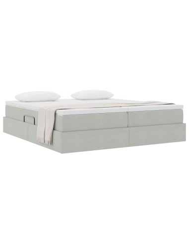 Letto con contenitore e materasso Grigio chiaro 180 x 200 cm