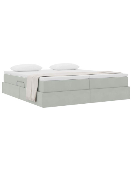 Letto con contenitore e materasso Grigio chiaro 180 x 200 cm