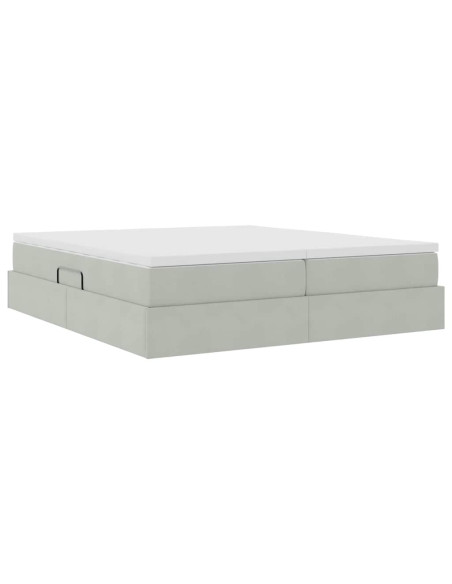 Letto con contenitore e materasso Grigio chiaro 180 x 200 cm