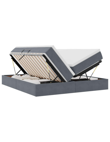 Letto con contenitore e materasso Grigio scuro 180 x 200 cm