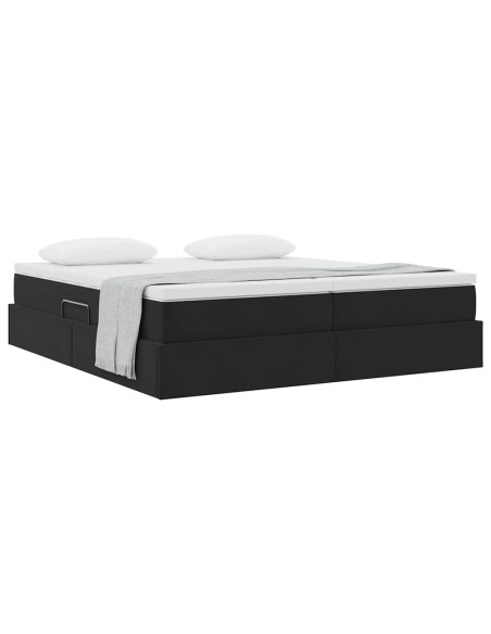 Letto con contenitore e materasso Nero 180 x 200 cm Velluto