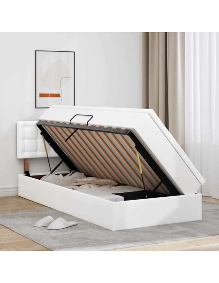 Letto con contenitore e materasso Bianco Puro 90 x 190 cm